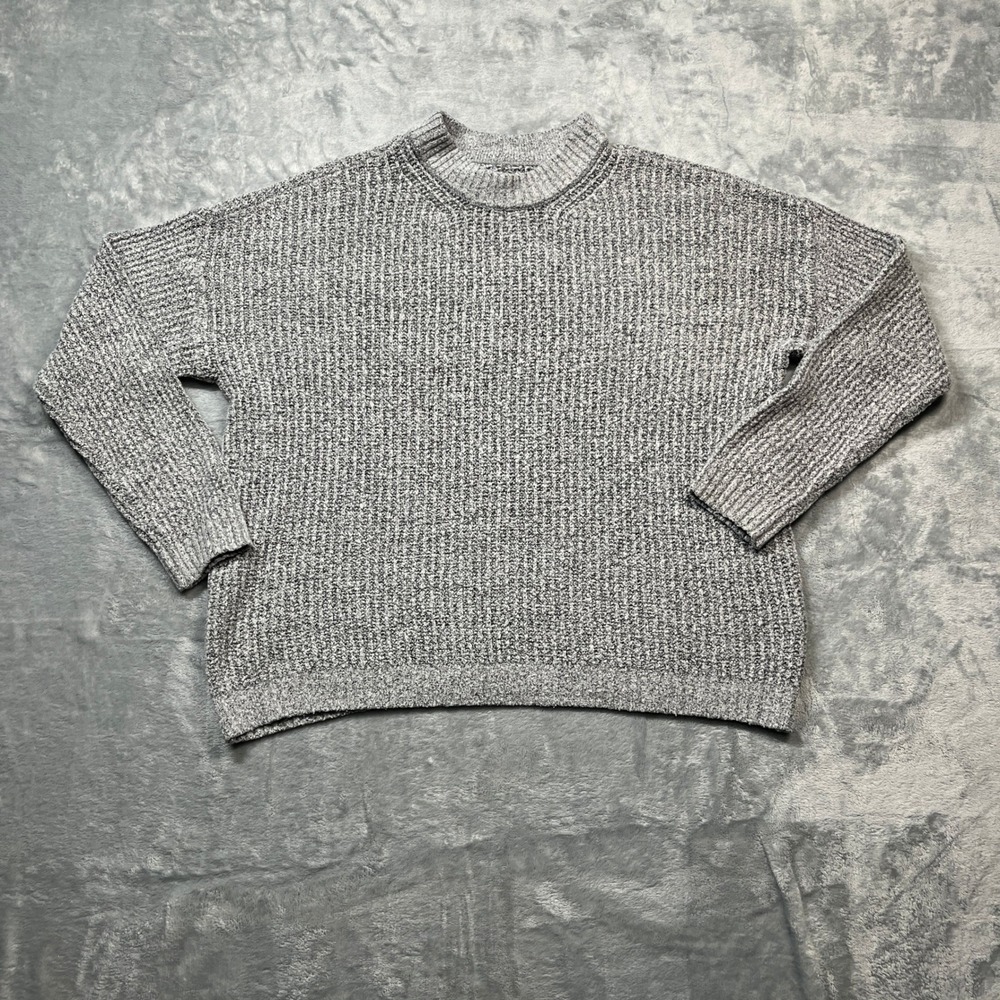 American Eagle Sweater Womens Grey‎ Marled Ribbed Knit Crew Neck Pullover XS